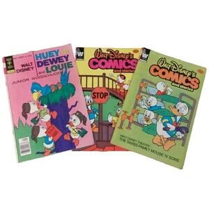 Lot Of 3 Walt Disney Huey, Dewey, And Louie Comic Books, Gold Key, Whitman...